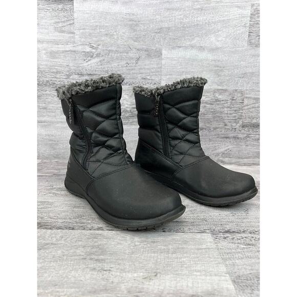 Totes Womens Insulated Quilted Winter Boots Size 6M Black With Faux Fur Trim - Picture 1 of 8